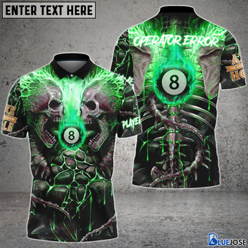 BlueJose Billiards & Skull Personalized Green 3D Shirt For Jason Bostater