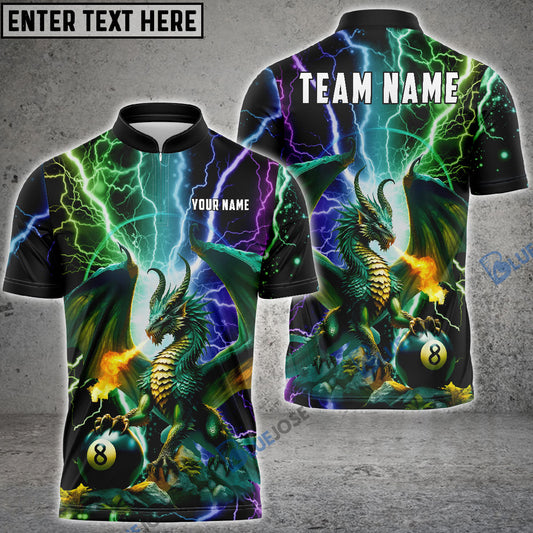 BlueJose Billiards Dragon Lighting Personalized Name, Team Name Shirt