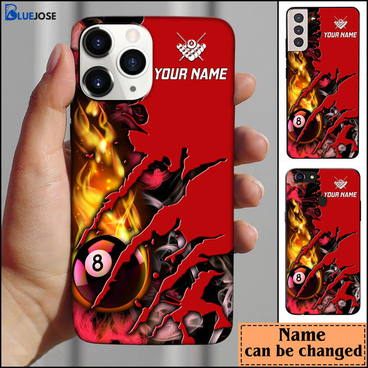 BlueJose Billiards Red Personalized Name Phone Case