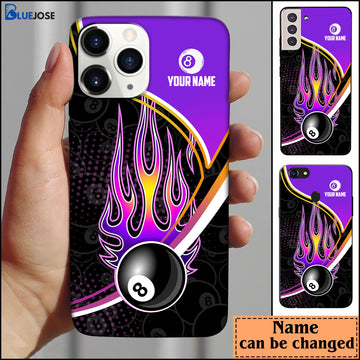 BlueJose Billiards Purple Personalized Name Phone Case