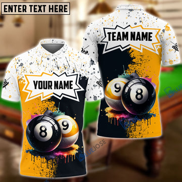 BlueJose Billiards 8-Ball & 9-Ball Ink Art Personalized Name, Team Name Unisex Shirt