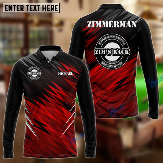 BlueJose Billiards Black And Red Lightning Personalized Shirt For Michael