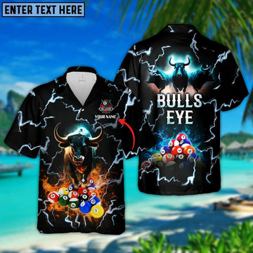 BlueJose Bulls Eye Billiard Team Pool 8 Ball Personalized Name Hawaiian Shirt