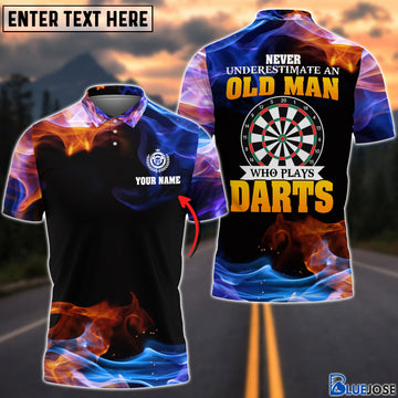 BlueJose Never Underestimate An Old Man Who Play Darts Personalized Name 3D Shirt