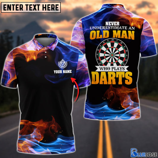 BlueJose Never Underestimate An Old Man Who Play Darts Personalized Name 3D Shirt