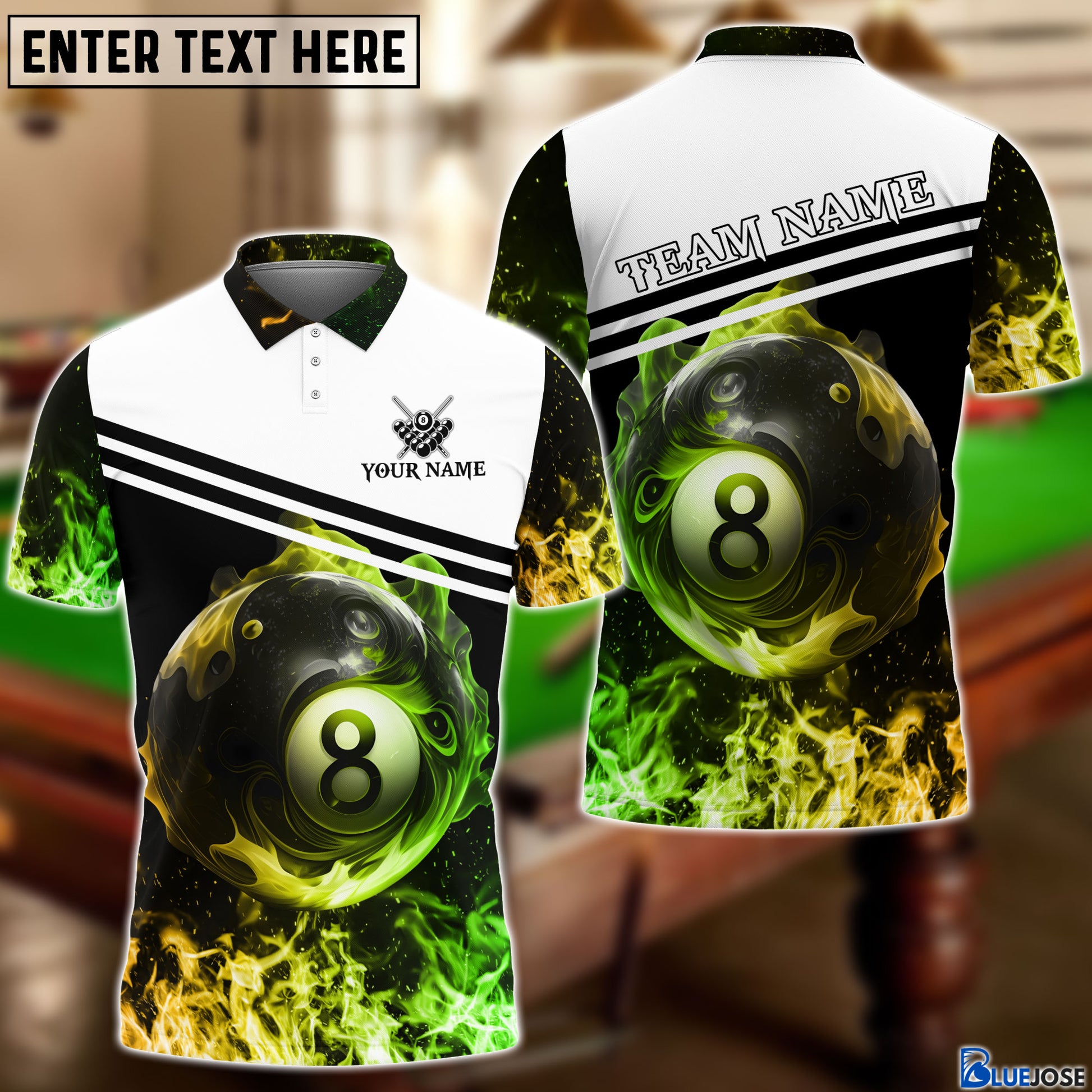 BlueJose Billiards New Fire Personalized Name, Team Name 3D Shirt ...