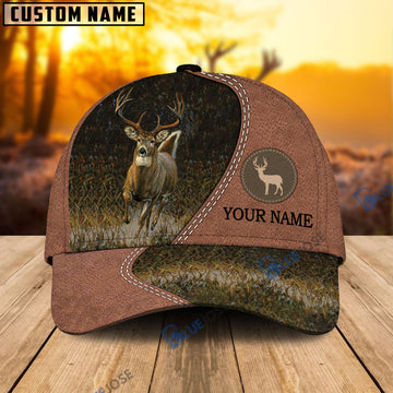 BlueJose Deer Wild Leather Pattern Personalized Cap