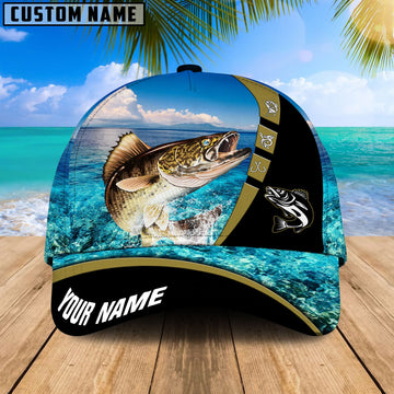 BlueJose Personalized Cool Walleye Fishing Blue Cap