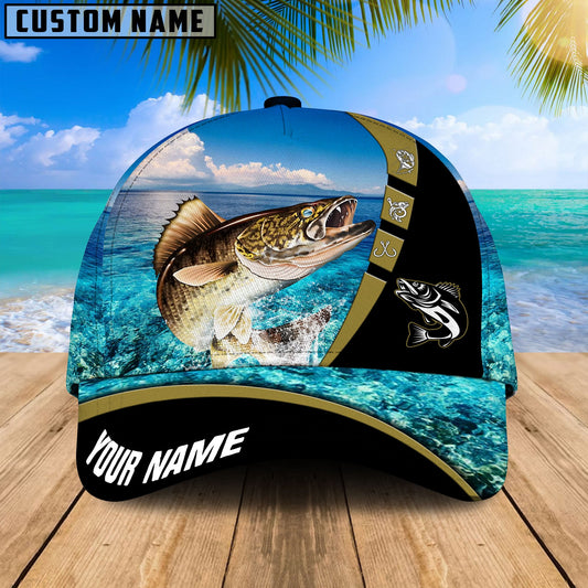 BlueJose Personalized Cool Walleye Fishing Blue Cap