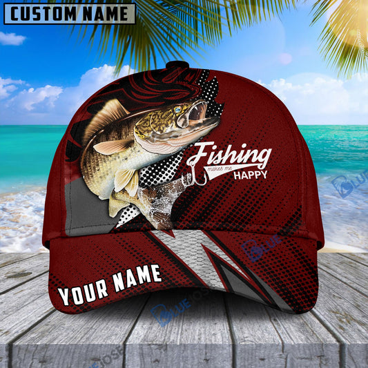 BlueJose Personalized Premium Walleye Fish Red Cap