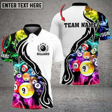 BlueJose Billiard 9 Ball Multicolor Smoke Pattern Customized Name 3D Shirt