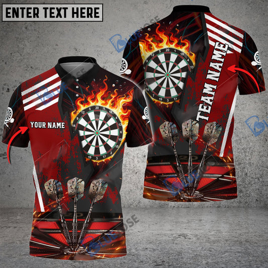 BlueJose Darts Dartboard Flame Hitting Target Personalized Name, Team Name 3D Shirt (4 Colors)