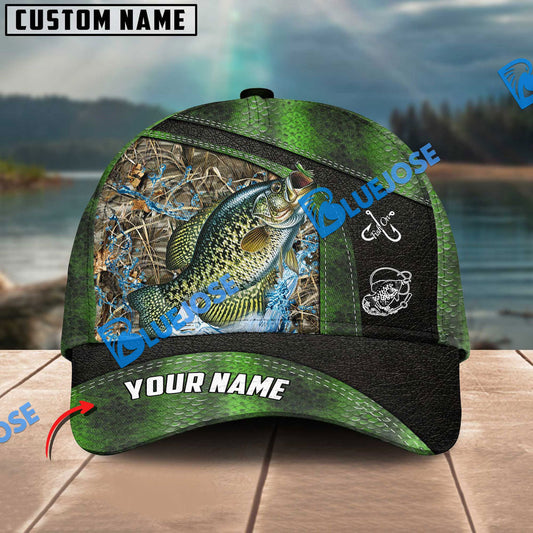 BlueJose Personalized Crappie Fishing Skin Bling Leather Pattern Classic 3D Cap