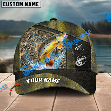 BlueJose Personalized Trout Fishing Skin Bling Leather Pattern Classic 3D Cap