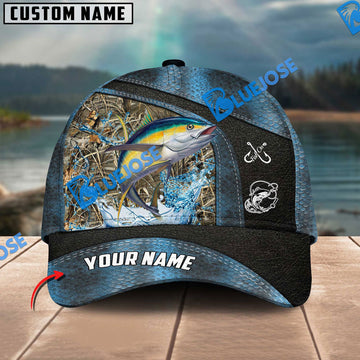 BlueJose Personalized Tuna Fishing Skin Bling Leather Pattern Classic 3D Cap