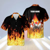 BlueJoses Bowling Flame Personalized Name Hawaiian Shirt