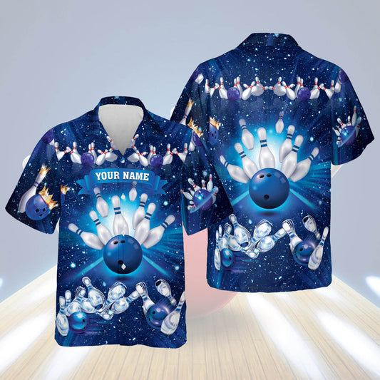 BlueJose Blue Bowling Personalized Name Hawaiian Shirts