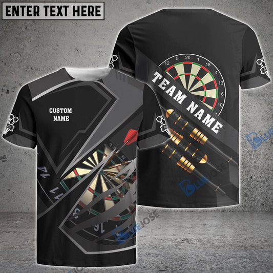 BlueJose Darts Black And Gray Personalized Name 3D Shirt