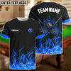 BlueJose Personalized Billiards 8-Ball Blue Fire Pattern Shirt