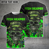 BlueJose Fish Reaper Skull Black And Neon Green Custom Fishing Shirts