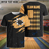 BlueJoses Bowling Black Golden Customized Name, Team Name 3D Shirt