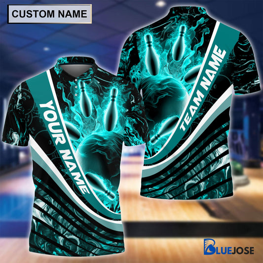 BlueJoses Personalized Name and Team Name Ball and Pins Multicolor 3D Shirt