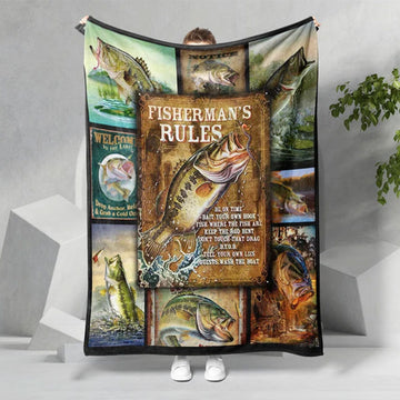 BlueJose Fisherman's Rules Fishing Blanket