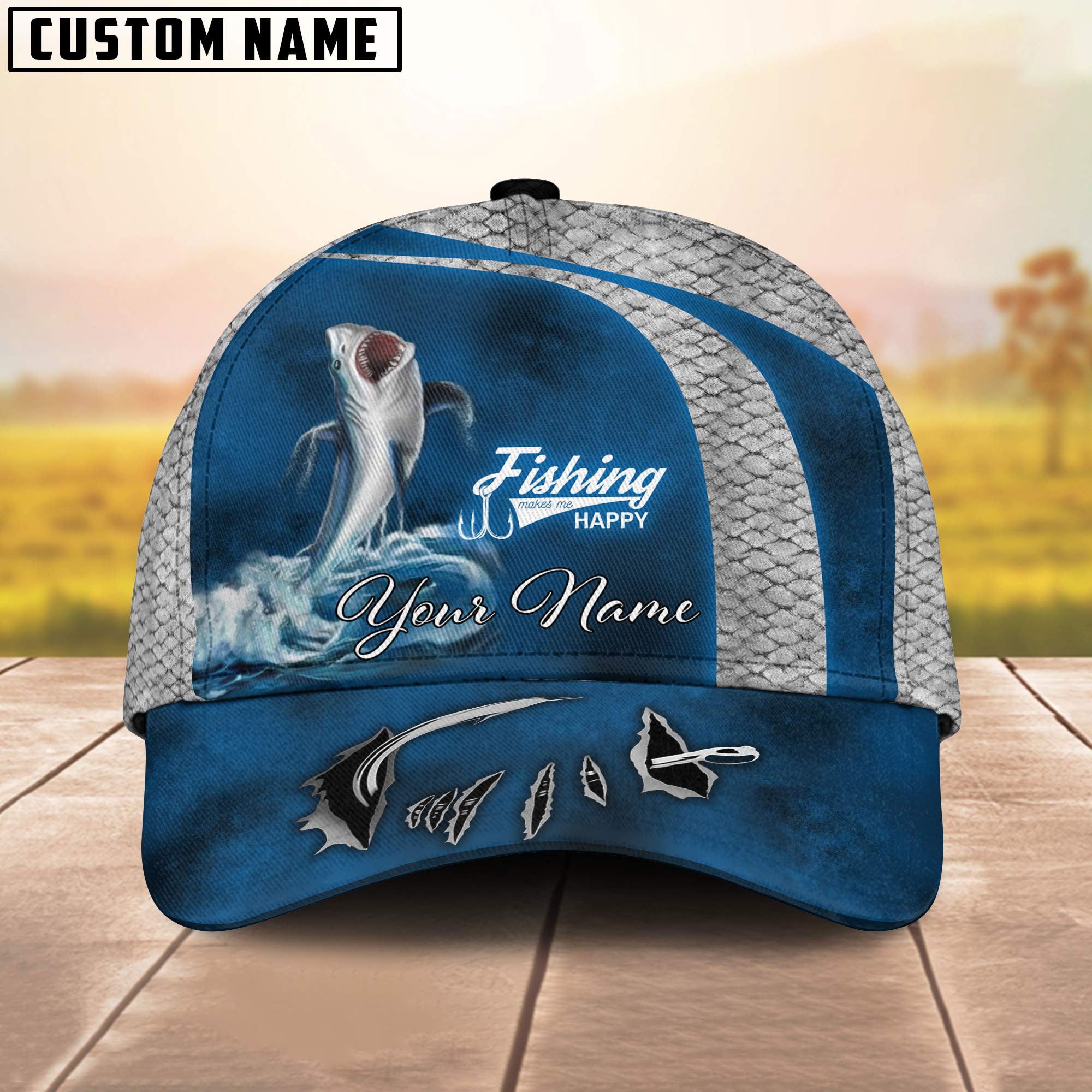 BlueJose Shark Fishing Personalized Blue Fishing Cap – Blue Jose