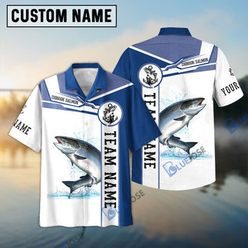 BlueJose Chinook Salmon Fishing Customize Name And Team Name Tournament 3D Shirt