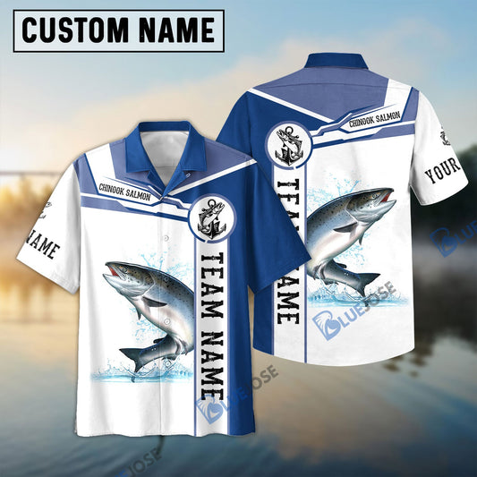 BlueJose Chinook Salmon Fishing Customize Name And Team Name Tournament 3D Shirt