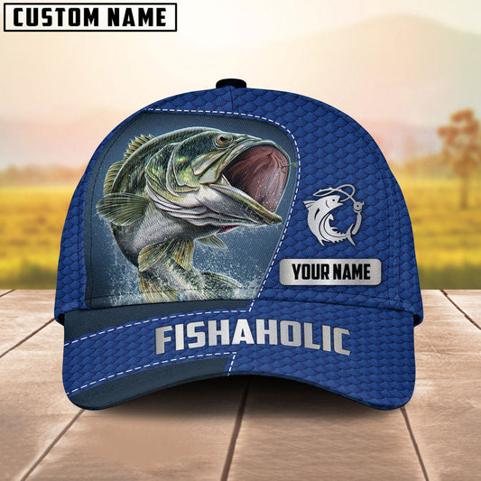 BlueJose Fishaholic Personalized Fishing Blue Cap