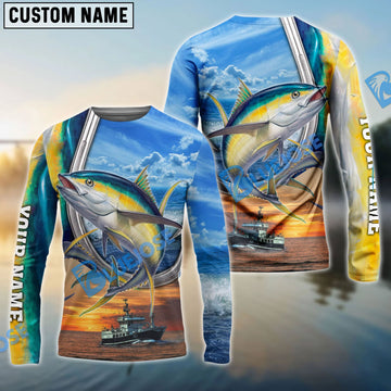 BlueJose Yellowfin Tuna Fishing Customize Name 3D Shirts