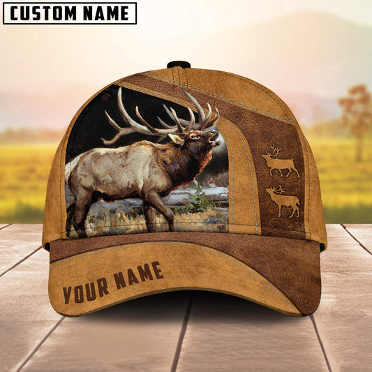 BlueJose Elk Hunting Brown Personalized Cap