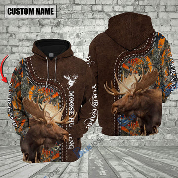 BlueJose Customized Name Moose Hunting Zipper Pattern 3D Shirts