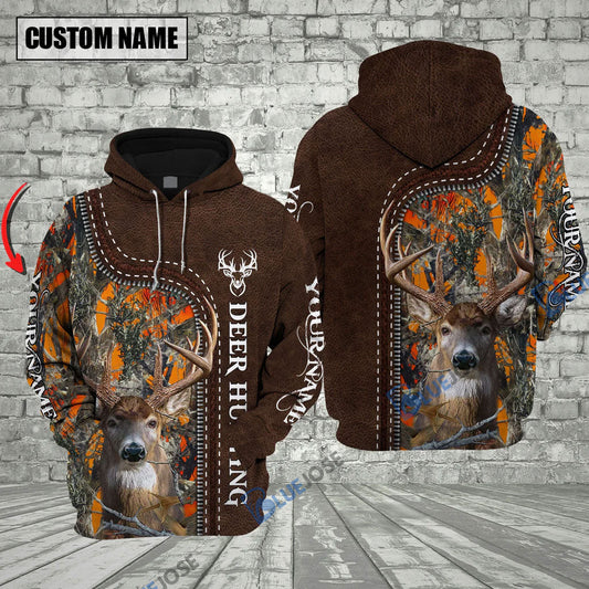 BlueJose Customized Name Deer Hunting Zipper Pattern 3D Shirts