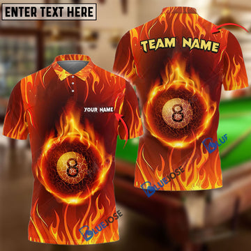 BlueJose Billiard Ball 8 Fire Personalized Name, Team Name Unisex Shirt