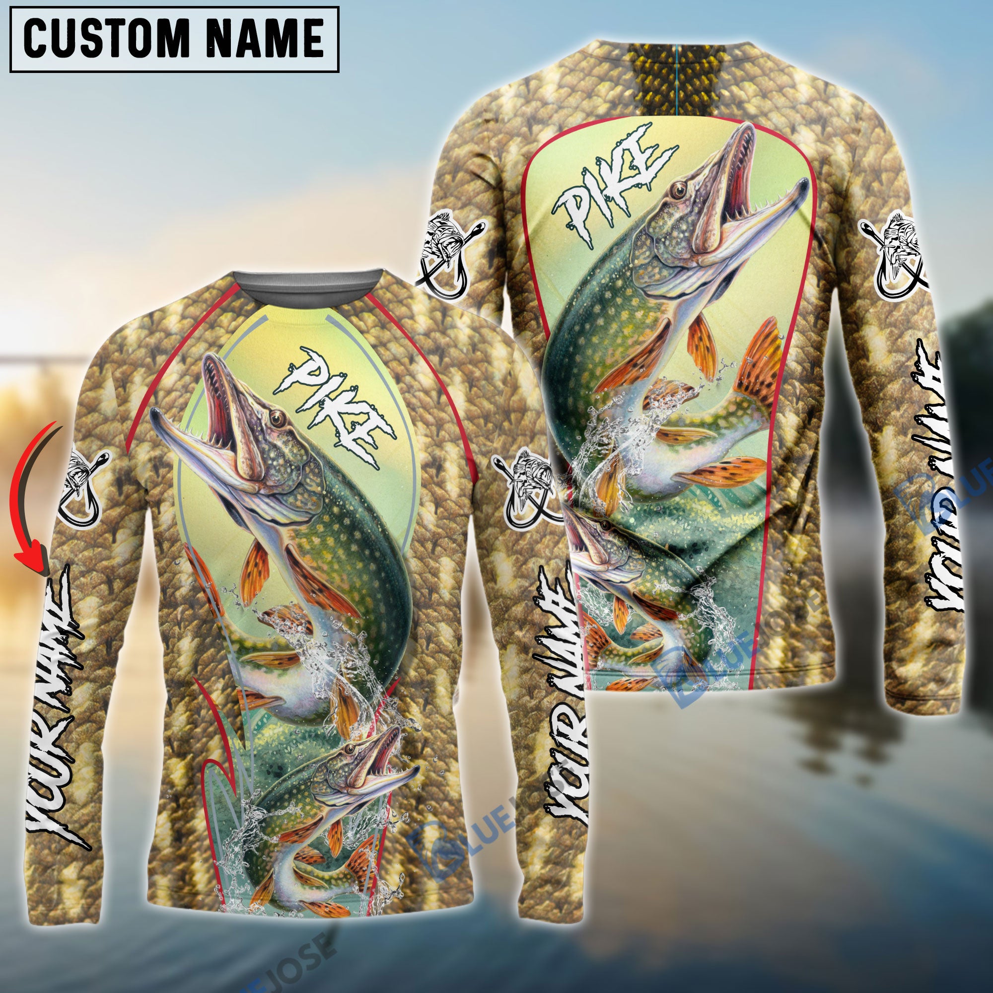 BlueJose Fishing Northern Pike Customize Name 3D Shirts – Blue Jose