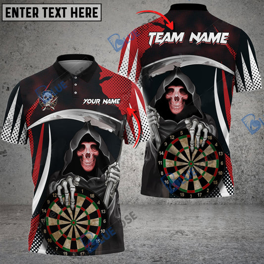 BlueJose Darts Skull Reaper Personalized Name, Team Name Shirt (4 Colors)