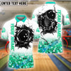 BlueJose Bowling And Pins Diamond Pattern Customized Name 3D Shirt (4 Colors)