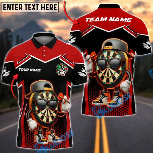 BlueJose Darts Cartoon Dartboard Street Style Multicolor Options Personalized Name Shirt (4 Colors)