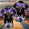 BlueJose Bowling Lightning Bull Customized Name, Team Name 3D Shirt (4 Colors)