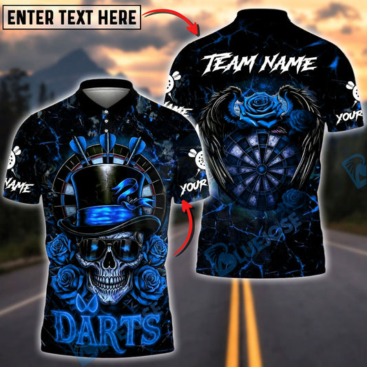 BlueJose Darts Skull Top Hat Roses Gothic Style Multicolor Options Personalized Name Shirt (4 Colors)