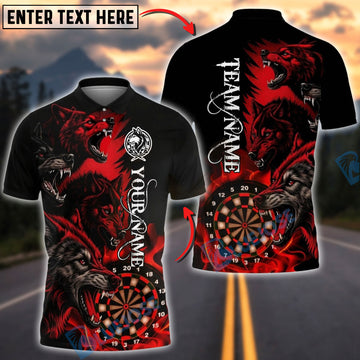 BlueJose Darts Howling Wolf Dartboard Multicolor Options Personalized Name Shirt (4 Colors)