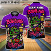 BlueJose Bowling And Pins Cartoon Dragon Customized Name, Team Name 3D Shirt (4 Colors)