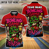 BlueJose Bowling And Pins Cartoon Dragon Customized Name, Team Name 3D Shirt (4 Colors)
