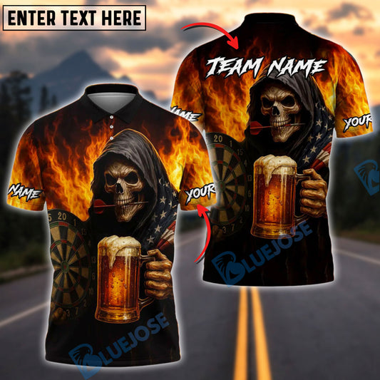 BlueJose Darts & Beer Grim Reaper Customized Name, Team Name 3D Shirt (4 Colors)