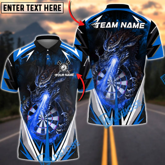 BlueJose Darts Firebreath Dragon Multicolor Options Personalized Name Shirt (4 Colors)