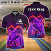 BlueJose Bowling And Pins Neon Cool Customized Name, Team Name 3D Shirt (4 Colors)