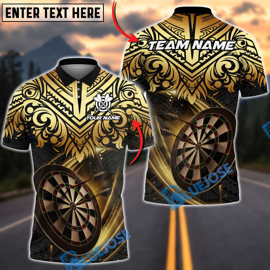 BlueJose Darts Luxury Gold Tribal Pattern Dartboard Multicolor Options Personalized Name Shirt (6 Colors)