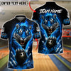 BlueJose Bowling Fierce Tiger Fire Bowling Ball Design Customized Name, Team Name 3D Shirt (6 Colors)